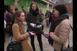 A local Ukrainian TV channel interviews The Nose team